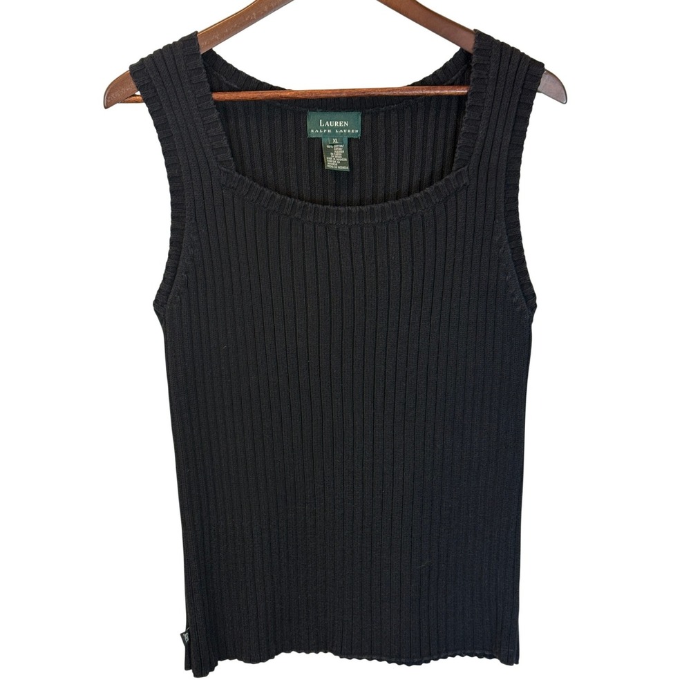 Vintage Lauren Ralph Lauren 100% Cotton Ribbed Sleeveless Sweater Vest XL